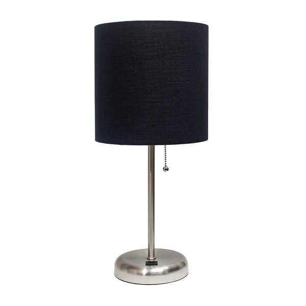 Diamond Sparkle 60W Stick Lamp with USB Charging Port & Fabric Shade - Black DI2519733